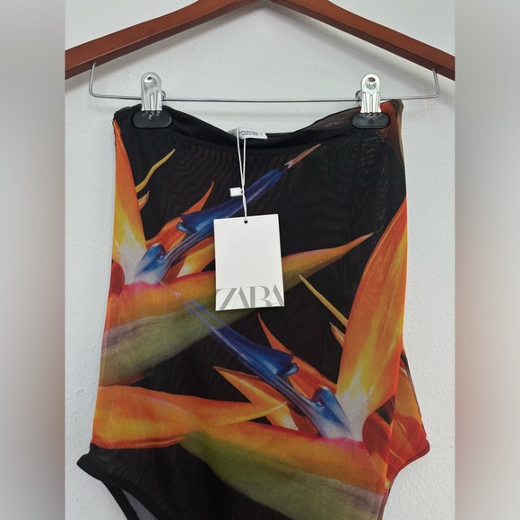 ZARA NWT* STRAPLESS MESH BODYSUIT TUBE TOP SZ SMALL - Picture 7 of 7